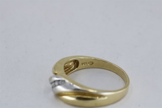 14K Two Toned Vintage Size 12 Diamond Ring 0.20 tw - image 4