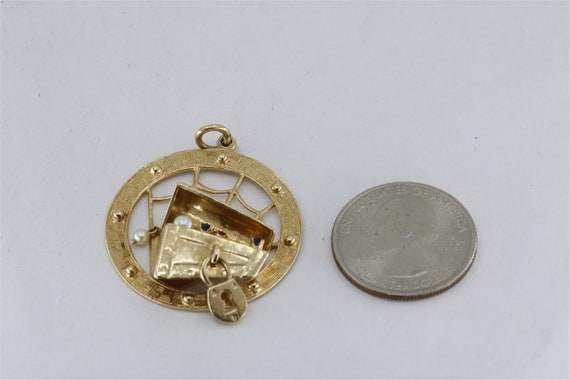 14K Yellow Gold Vintage 1.25 Inch Multi-Gemstone … - image 3