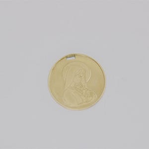 Vintage 14K Yellow Gold Mary & Jesus Pendant 1&quot;