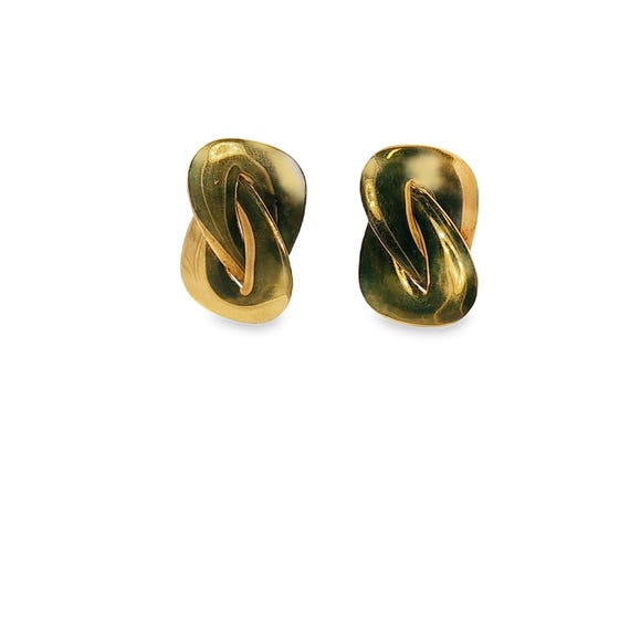 Vintage Abstract Interlocking Loop Stud Earrings in14k Yellow Gold