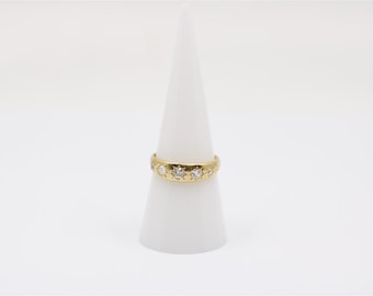 Vintage 18k Yellow Gold Cubic Zirconia Ring Sz 7.5
