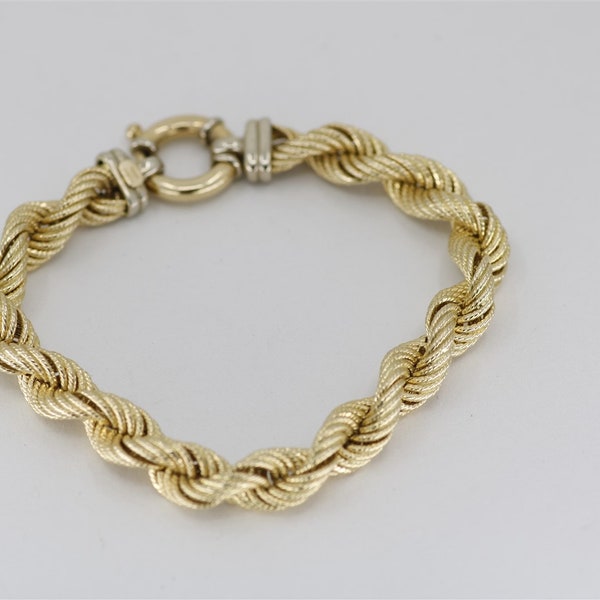 14K Yellow Gold Italian Vintage 7 Inch Rope Bracelet