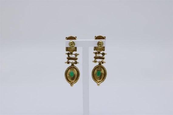 Vintage 18k Yellow Gold Dangling Earrings 1.5" - image 3