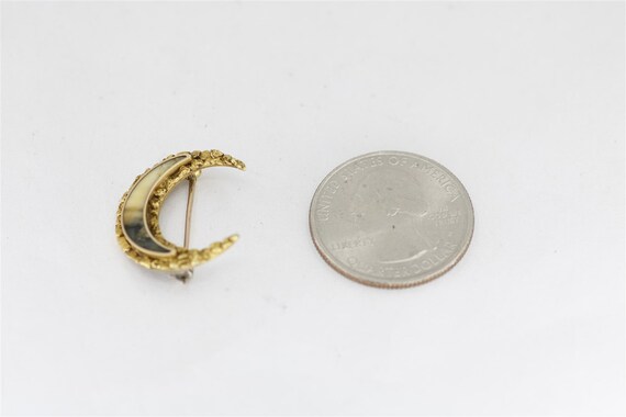 Vintage 14K Yellow Gold 0.75 Inch Moon and Horn B… - image 2