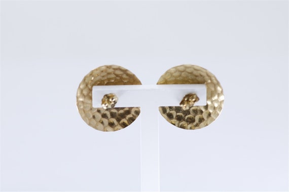 14K Yellow Gold Vintage Circle Stud Earrings - image 3