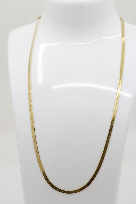 Vintage 14k Yellow Gold Herringbone Necklace 18"