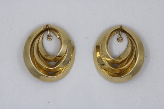 Vintage 14k Yellow Gold Earring Jackets 1" - image 1