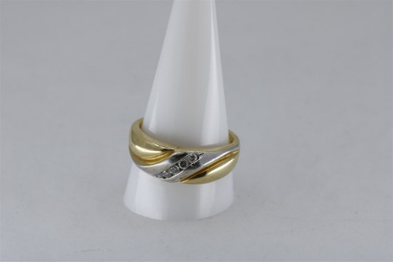 14K Two Toned Vintage Size 12 Diamond Ring 0.20 tw - image 1
