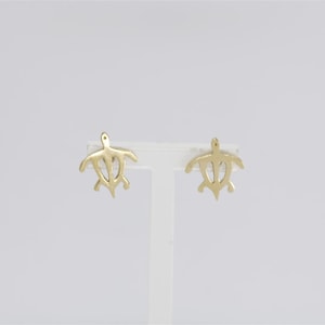 Vintage 14K Yellow Gold 0.50" Sea Turtle Heart Studs