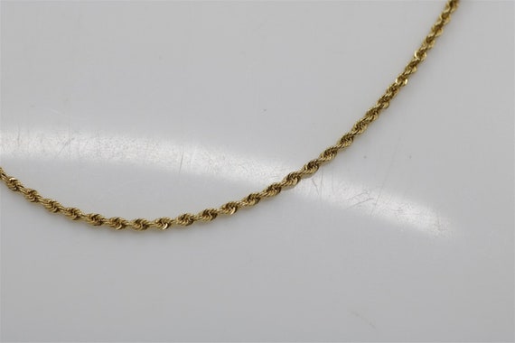 14K Vintage Yellow Gold 20" Thin Puffed Rope Chain - image 2
