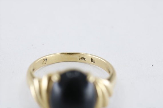 14K Yellow Gold Vintage Size 6.75 Onyx Ring - image 1