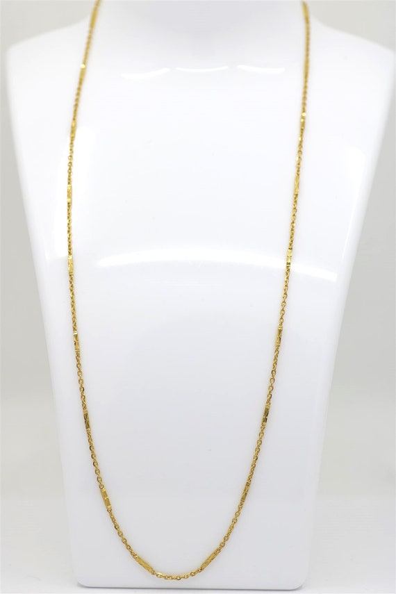 Vintage 24k Yellow Gold Cable and Bar Necklace 20"