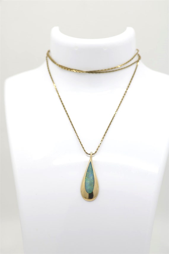 Vintage 14k Yellow Gold Opal Necklace 24"