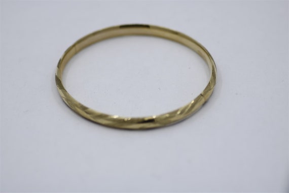 10K Yellow Gold Vintage 2.5 Inch Bangle Bracelet - image 1