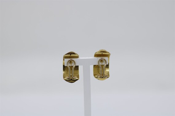 Vintage 18k Yellow Gold Swoop Earrings 0.85" - image 3