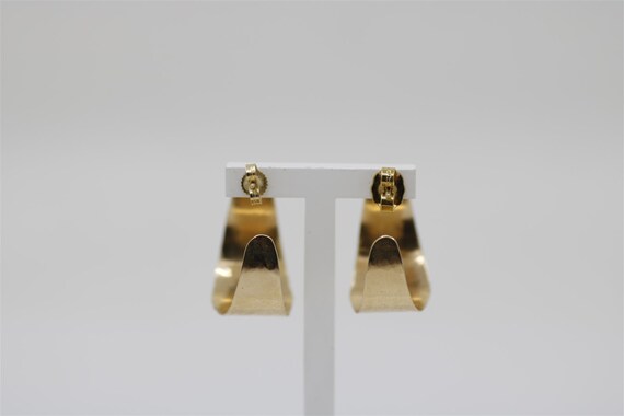 Vintage 14k Yellow Gold C-Hoop Earrings 1" - image 3