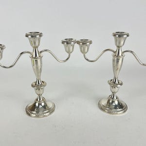 Vintage Sterling Silver (0.925) Crown 3-Light Candelabra Pair (2pc) - 7 3/8&quot;