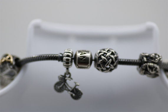 Vintage Sterling Silver Pandora Charm Bracelet 8.… - image 3