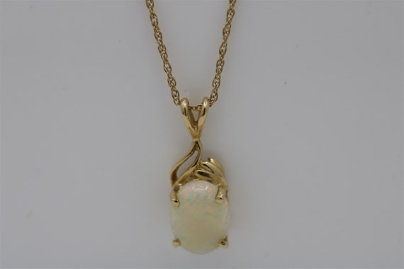 Vintage 14k Yellow Gold Opal Necklace 18" - image 2