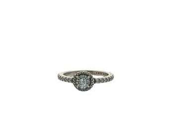 Vintage Sterling Silver Pandora Round Cubic Zirconia Halo Ring - Size 6.75