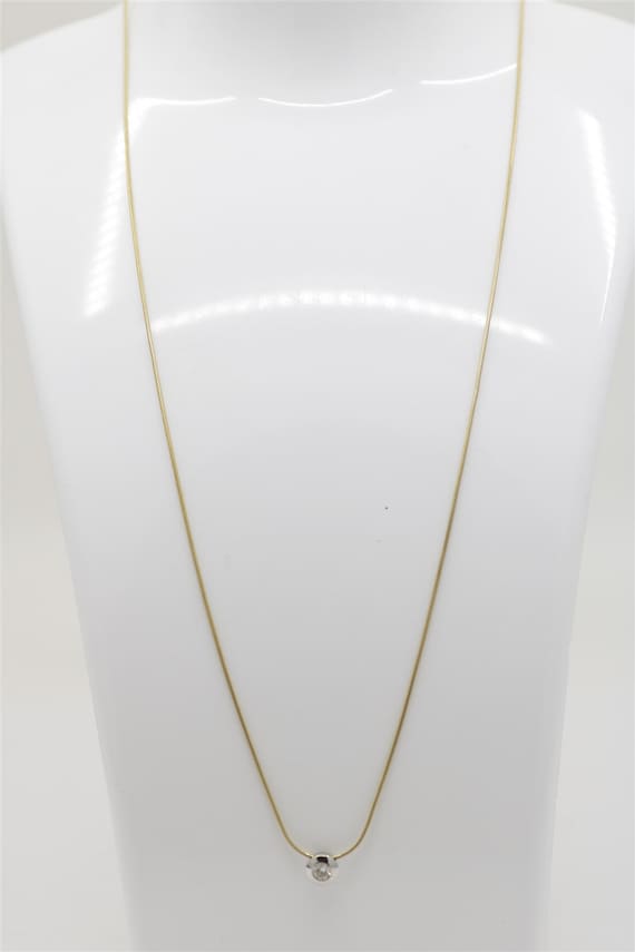 Vintage 14k Yellow Gold Snake Chain Diamond Neckl… - image 1