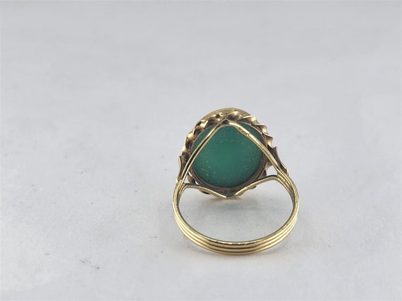 Vintage 14K Yellow Gold Light Blue Cameo Ring Sz … - image 3