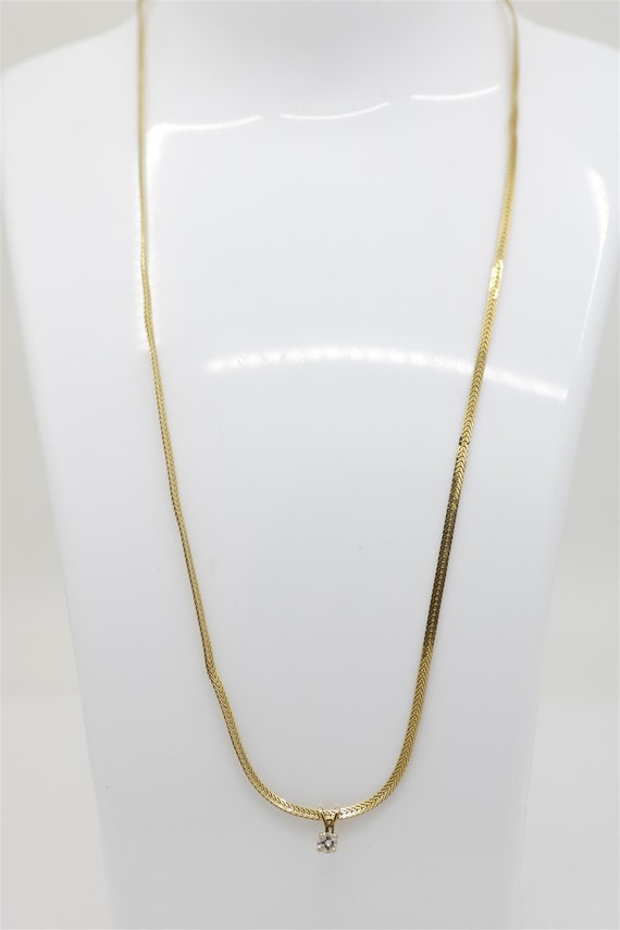 Vintage 14k Yellow Gold Herringbone Diamond Neckla