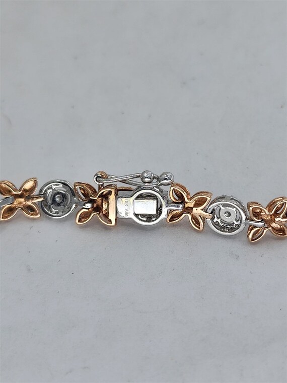 Vintage 10K Rose and White Gold Diamond Bracelet … - image 4