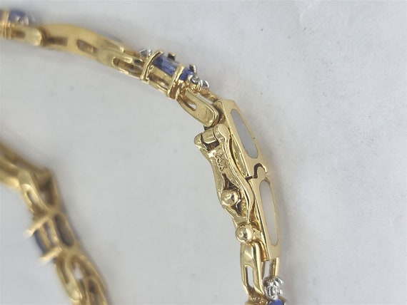 Vintage 14K Tanzanite, Diamond and MOP Bracelet 7" - image 4