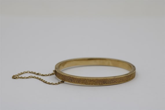 Vintage 14k Yellow Gold Baby Bangle Bracelet 2" - image 1