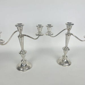 Vintage Sterling Silver Gorham 3-Light Candelabras #808/1 - 2pc - 11.5&quot;