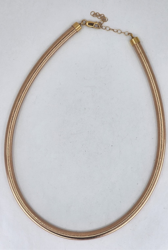 Vintage 14K Rose Gold Brushed 6 mm Tube Necklace A