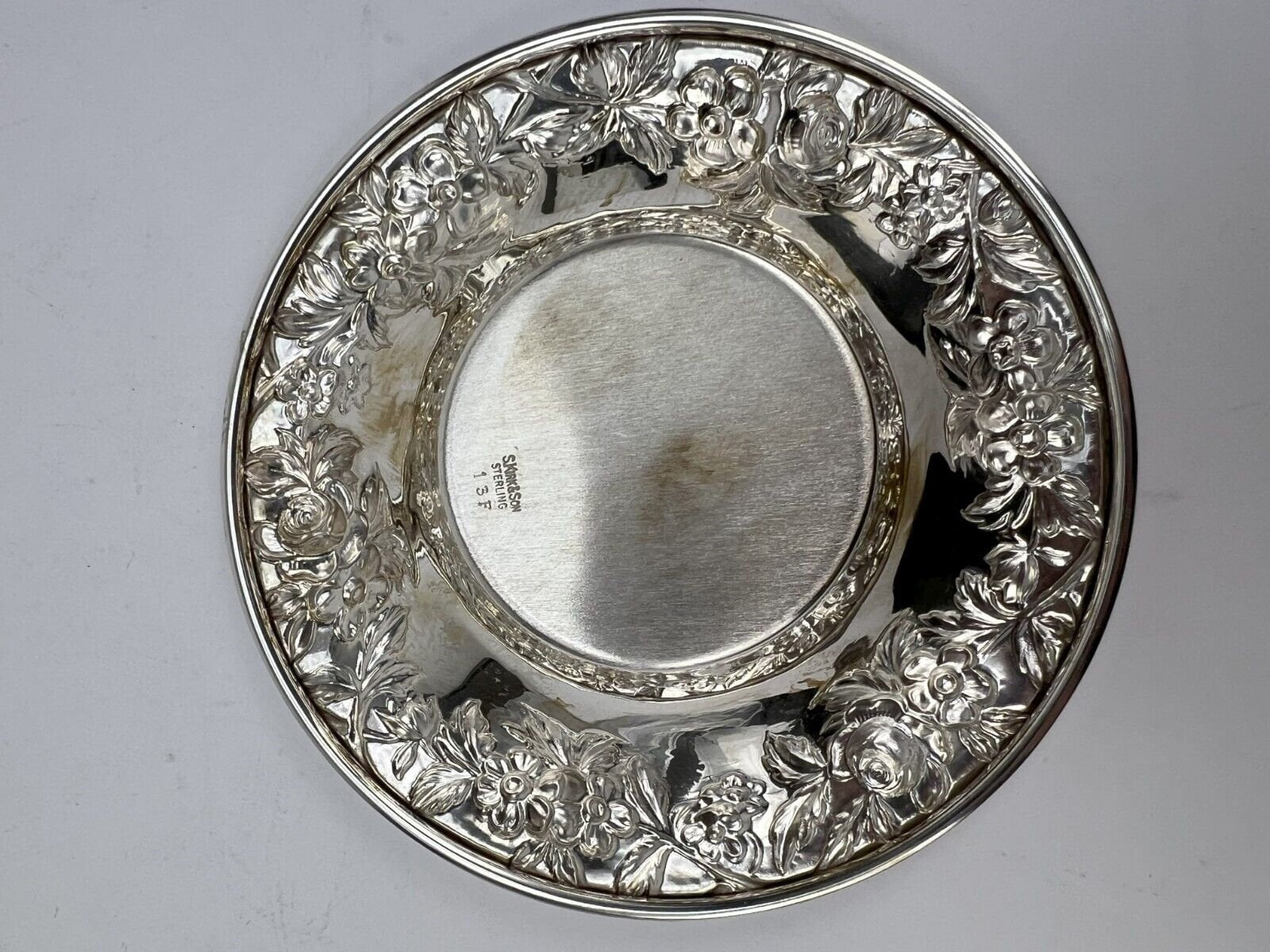 Vintage Sterling Silver S. Kirk & Son 13F Repousse Candy Dish - 6