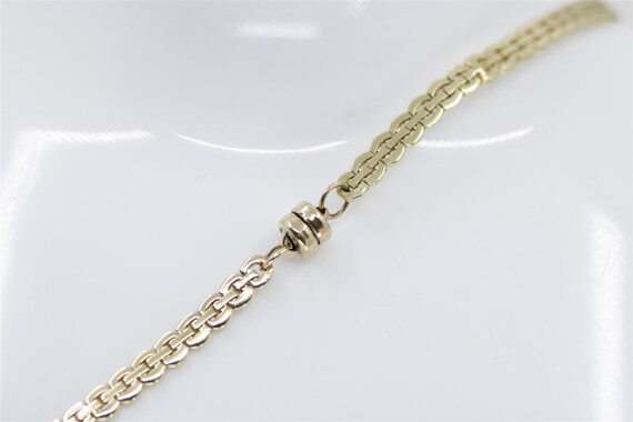 14K Vintage Yellow Gold 15" Circle & Bar Link Nec… - image 3