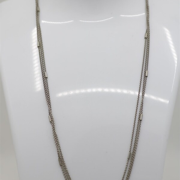 Vintage 14k White Gold Three-Strand Cable Link Necklace 16"