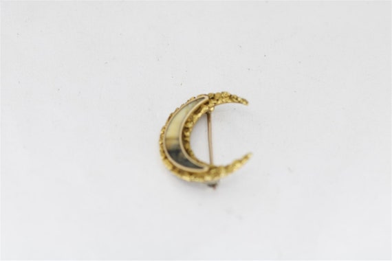 Vintage 14K Yellow Gold 0.75 Inch Moon and Horn B… - image 1