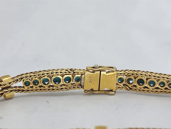 Vintage 18K Yellow Gold Turquoise Bracelet 6.75" - image 2