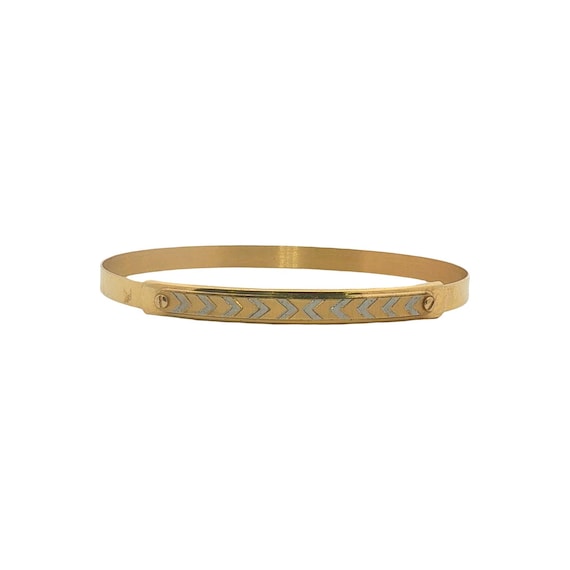 Vintage 14KTT Chevron Pattern Bangle 2 3/8th" Adj.