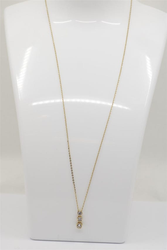Vintage 14k Yellow Gold Cubic Zirconia Necklace 1… - image 1