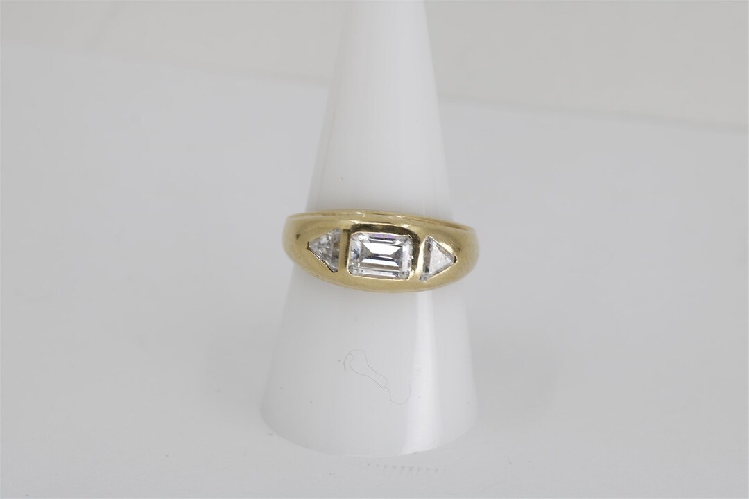 14K Vintage Yellow Gold Size 8.5 Cubic Zirconia Stone Across Band - Etsy