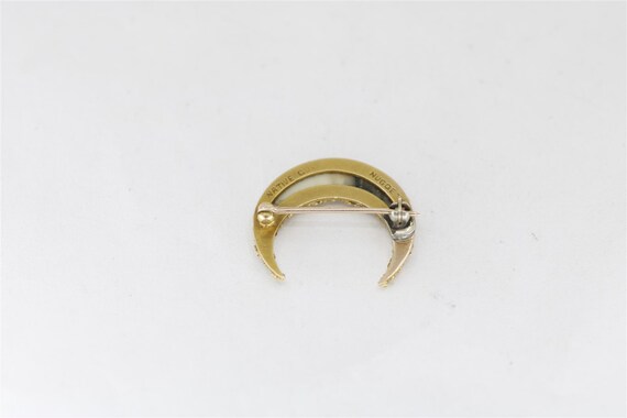 Vintage 14K Yellow Gold 0.75 Inch Moon and Horn B… - image 3