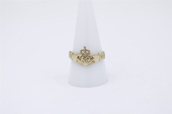 Vintage 14k Yellow Gold Claddagh Ring Sz 9.5 - image 1