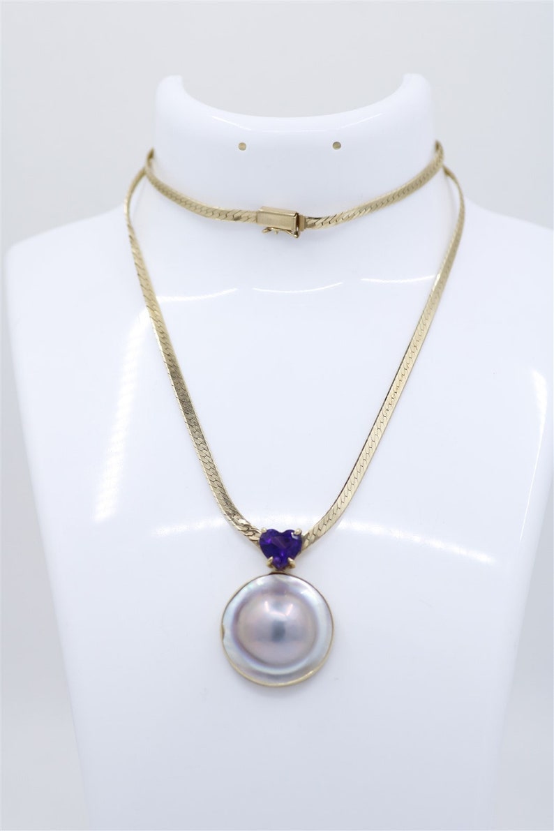 Vintage 14k Yellow Gold Pearl and Amethyst Necklace 18.5 - Etsy