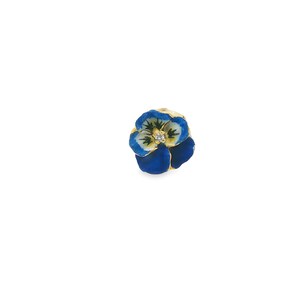 Vintage 13KY+14KY Blue & White Enamel Double Flower Slide Pendant w/ Diamond 0.02 cttw - 0.50" 画像 1