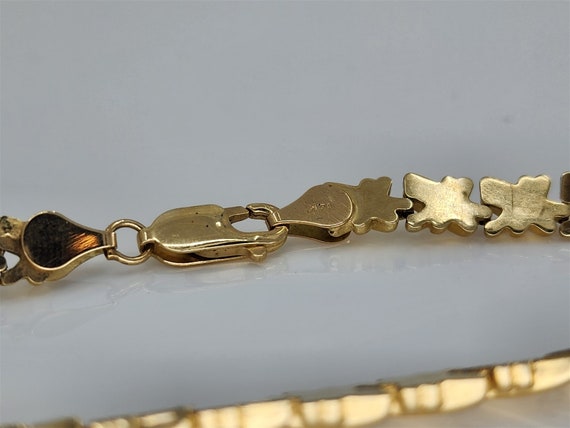 14K Yellow Gold X Ridged High Polish Bracelet 8" - image 2