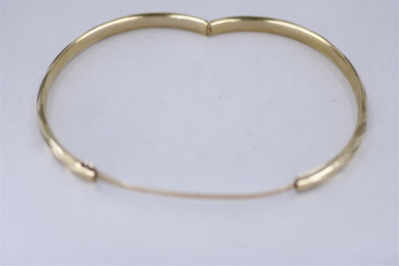 10K Yellow Gold Vintage 2.5 Inch Bangle Bracelet - image 3