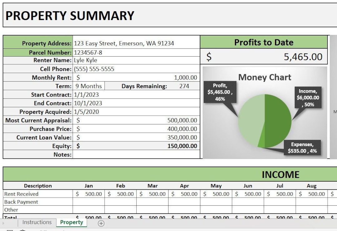 Rental Property Management Worksheet (excel) - Etsy