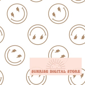 Lightning Eyes Smile Face Seamless Pattern, Happy Face Repeating Pattern For Commercial Use AND/OR Personal Use, Skater Pattern, Punk Smiles