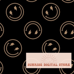 Lightning Eyes Smile Face Seamless Pattern, Happy Face Repeating Pattern For Commercial Use AND/OR Personal Use, Skater Pattern, Punk Smiles