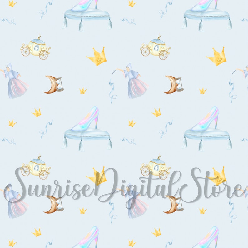 Cinderella Princess Seamless Pattern Watercolor Seamless Paper PDF ...